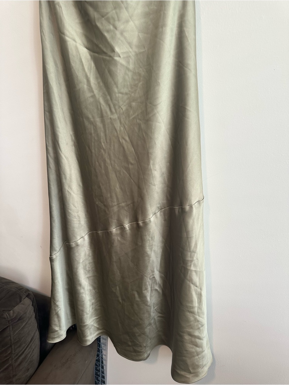Revelry Satin Leo Dress in Silver Sage Sz 8 - Picture 6 of 14